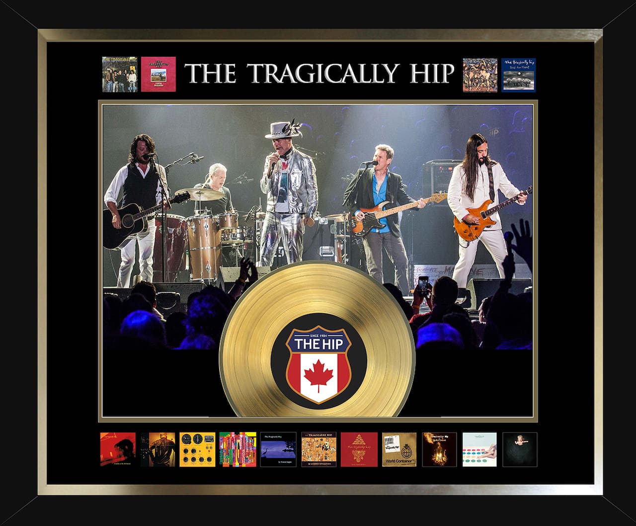 The Tragically Hip Framed Album Collage with Gold LP 33.5" x 29.5"